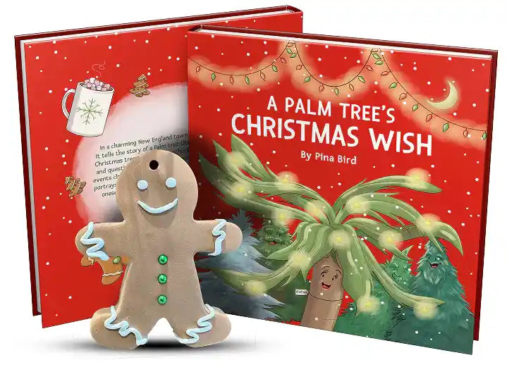 A Palm Treeβs Christmas Wish book bundle with gingerbread ornament